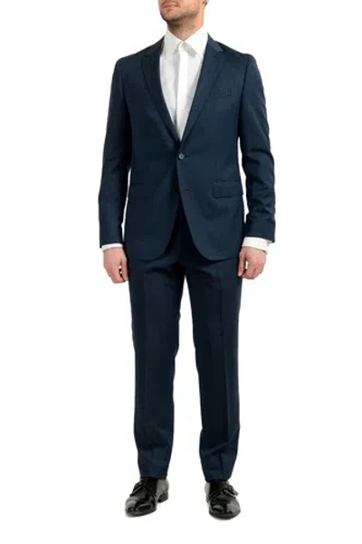 Pre-owned Hugo Boss "novan6/ben2" Men's 100% Wool Slim Dark Blue Two Button Suit