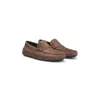 Hugo Boss Nubuck-leather Loafers With Driver Sole In Brown