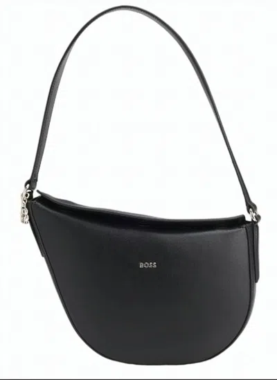 Hugo Boss Numah Monogram Flap Hobo Bag In Black