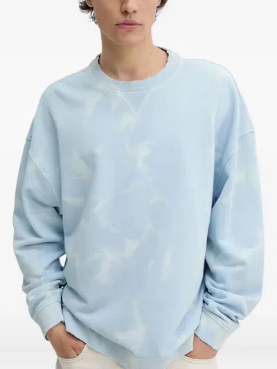 Hugo Boss Nustroyos Tie-dye Embroidered Sweatshirt In Blue