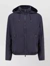 Hugo Boss Nylon Hooded Jacket With Zip Pockets In Blue