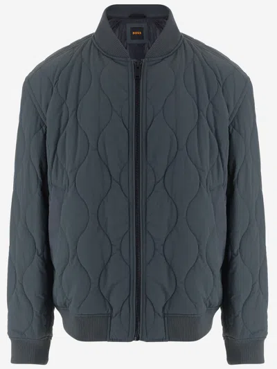 Hugo Boss Nylon Jacket With Quilted Pattern In Blue