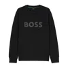 Hugo Boss Stretch-cotton Sweatshirt With Sandwich Logo In Black