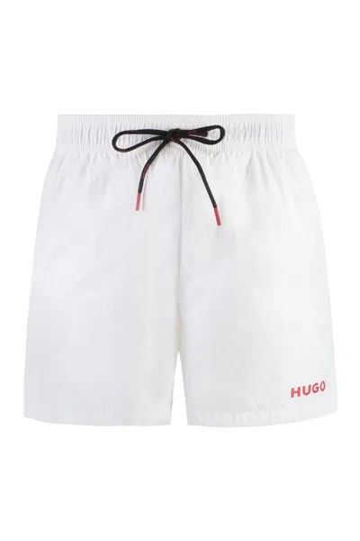 Hugo Boss Nylon Swim Shorts In White