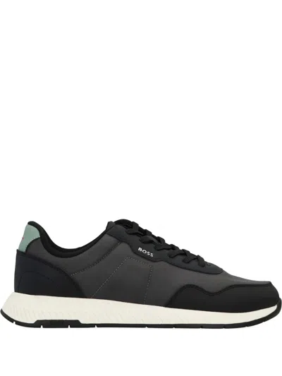 Hugo Boss Boss Low-top Sneaker With Contrast Heel Insert In Black