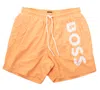Hugo Boss Vertical-logo-print Swim Shorts In Quick-dry Poplin In Orange
