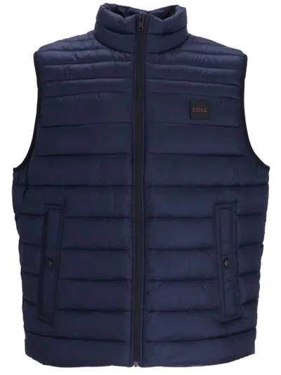 Hugo Boss Odeno Funnel-neck Padded Gilet In Blue
