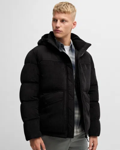 Hugo Boss Odope Mens Hooded Padded Jacket In Black