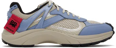Hugo Boss Off-white & Blue Rb Edition Hybrid Sneakers In 146-open White