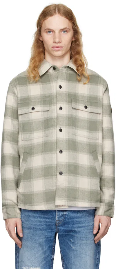 Hugo Boss Oversized-fit Overshirt In Checked Tweed With Point Collar In 271-light Beige