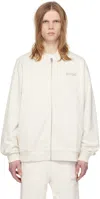 Hugo Boss Off-white Embroidered Bomber Jacket In 121-open White