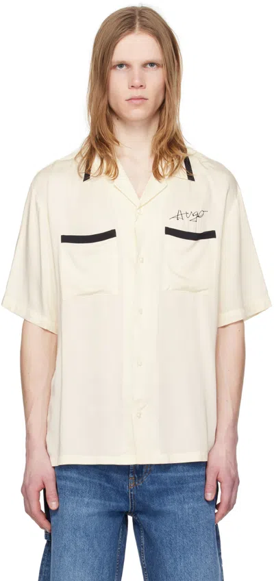 Hugo Boss Boss Efino Short Sleeve Button-up Shirt In Neutral