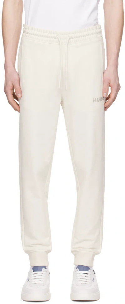 Hugo Boss Off-white Embroidered Sweatpants In 121-open White