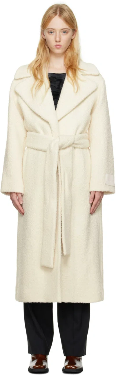 Hugo Boss Off-white Makini Coat In 110 Open White