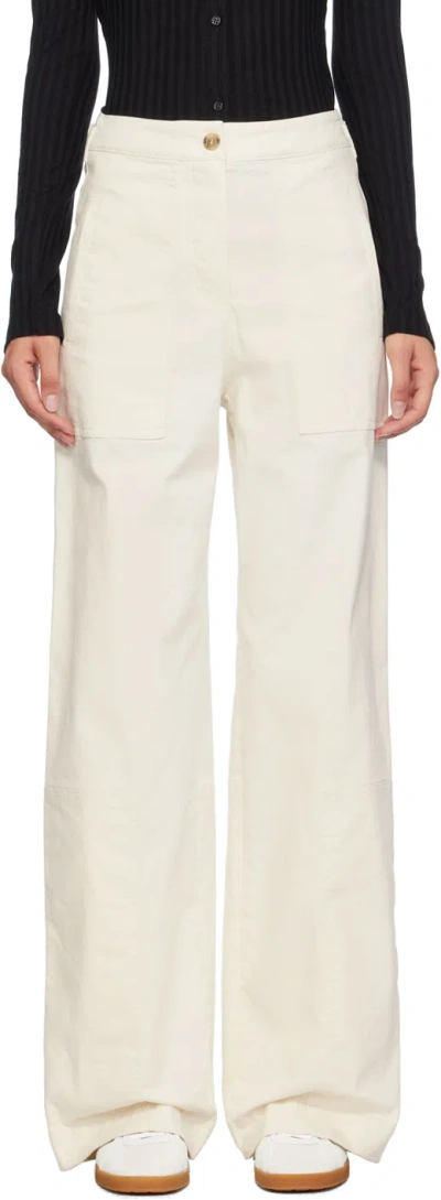 Hugo Boss Regular-fit Leather Trousers With Wide Leg In White