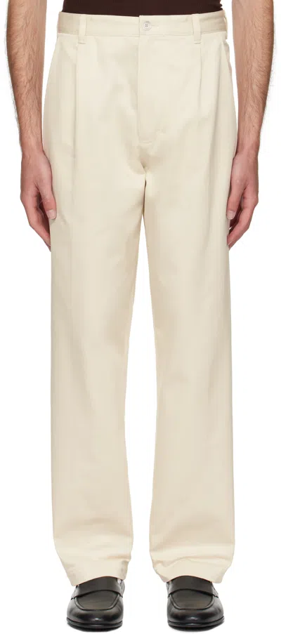 Hugo Boss Off-white Relaxed-fit Cropped Trousers