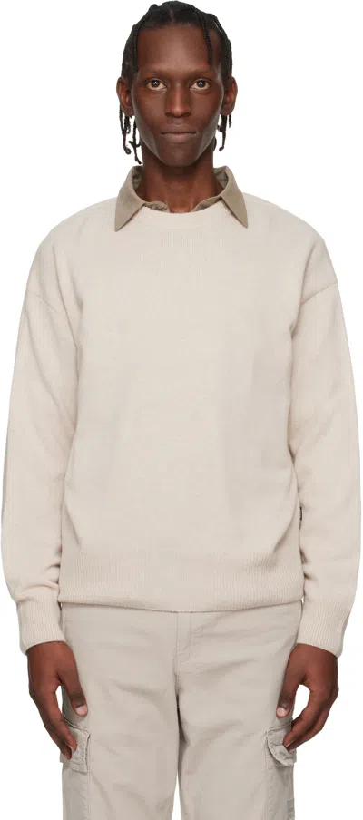 Hugo Boss Off-white Relaxed-fit Virgin Wool Sweater In Neutral