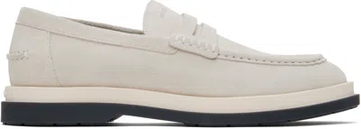Hugo Boss Off-white Suede Loafers In 121-open White