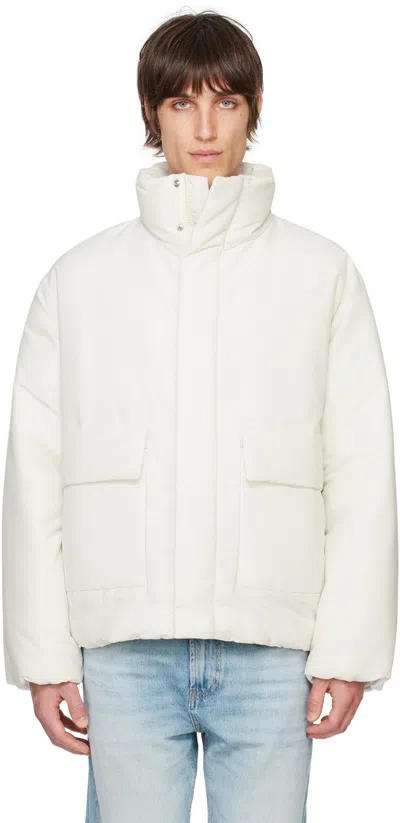 Hugo Boss Off-white Taffeta Down Jacket In 101-natural