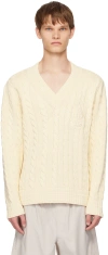 Hugo Boss Off-white V-neck Sweater In 279-light Beige