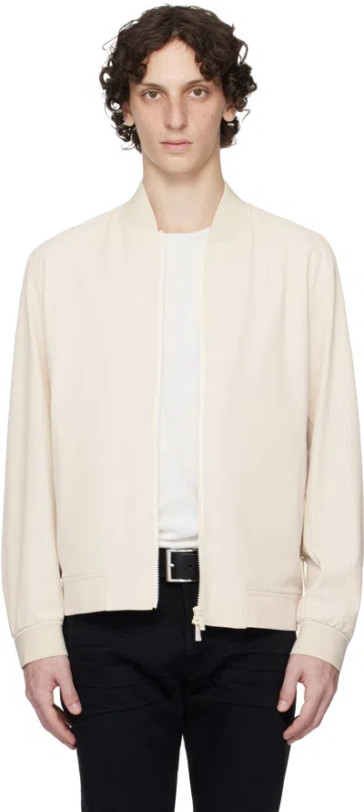 Hugo Boss Off-white Water-repellent Performance-stretch Bomber Jacket