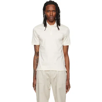 Hugo Boss Off-white Striped Collar Slim-fit Cotton Polo