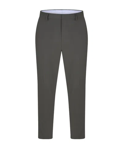 Hugo Boss Olivegreen Flatfront Cropped Tailored Trousers In Gray
