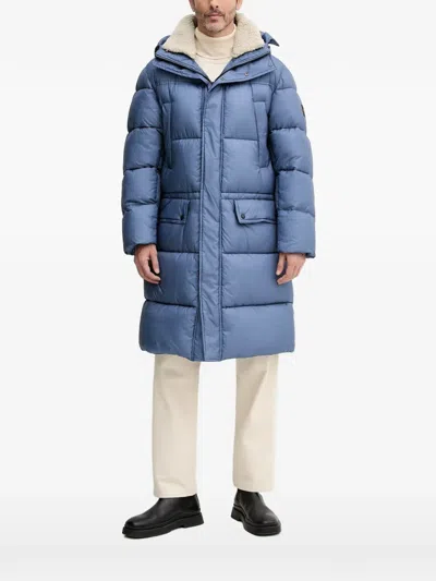 Hugo Boss Omont Hooded Padded Coat In Blue
