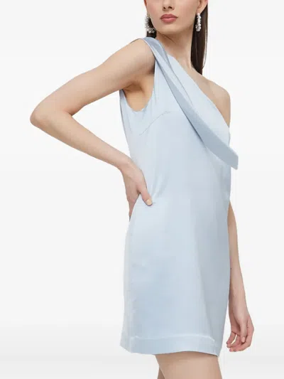 Hugo Boss One-shoulder Draped Mini Dress In Blue