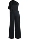 Hugo Boss One-shoulder Jumpsuit With Tie Neckline In 黑色