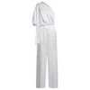 Hugo Boss One-shoulder Jumpsuit With Tie Neckline In White