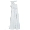 Hugo Boss One-shoulder Jumpsuit With Wrap-effect Front In Blue
