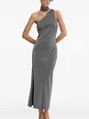 Hugo Boss One-shoulder Split Dress In Gray