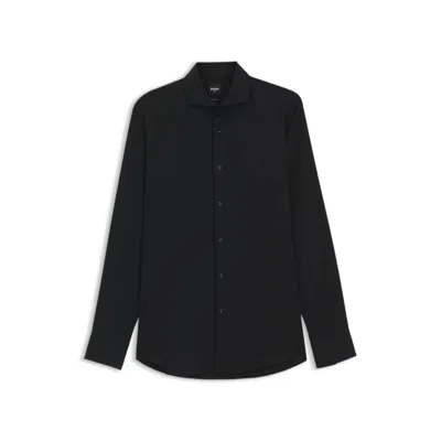 Hugo Boss One Slim-fit Shirt In Wrinkle-resistant Oxford Cotton In Black