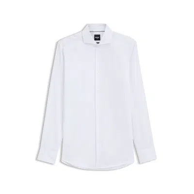 Hugo Boss One Slim-fit Shirt In Wrinkle-resistant Oxford Cotton In White