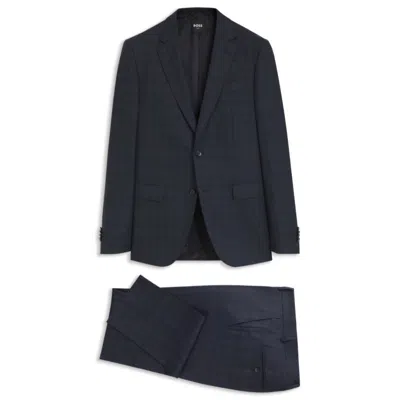 Hugo Boss One Two-piece Slim-fit Suit In Checked Virgin Wool In Multi