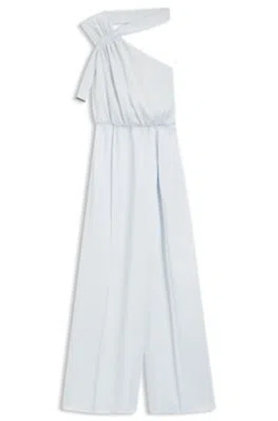Hugo Boss One-shoulder Jumpsuit With Wrap-effect Front In Blue