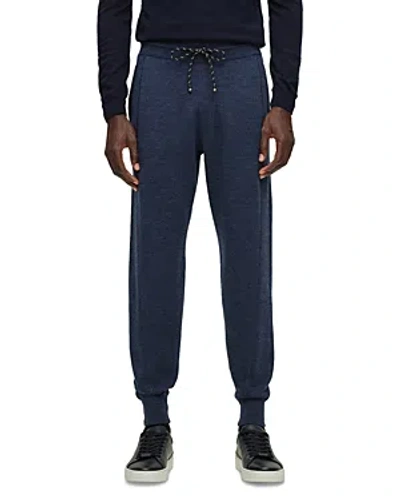 Hugo Boss Onestino Wool Drawstring Regular Fit Jogger Trousers In Dark Blue