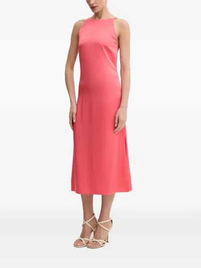Hugo Boss Open-back Midi Dress In Pink