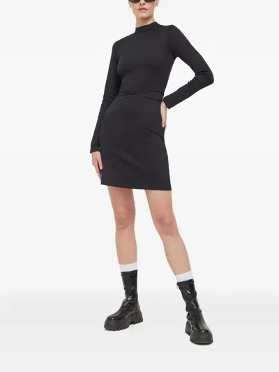 Hugo Boss Open-back Tie Mini Dress In Black