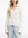 Hugo Boss Open-knit Collared Sweater In White