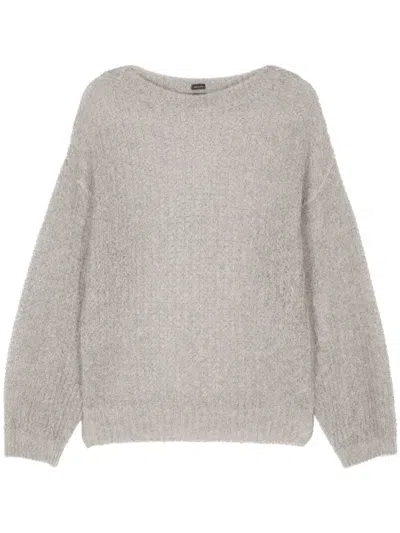 Hugo Boss Open-knit Sweater In Grey