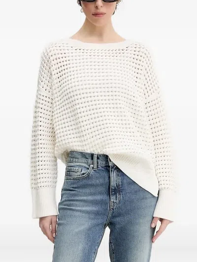 Hugo Boss Open-knit Sweater In White
