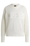 Hugo Boss Open-knit Sweater With Logo Detail In White