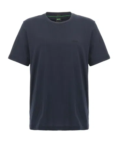 Hugo Boss Boss Men Cotton Jersey T-shirt With Logo In Blue