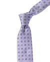 Hugo Boss Open Purple Squares Silk Tie In Purple