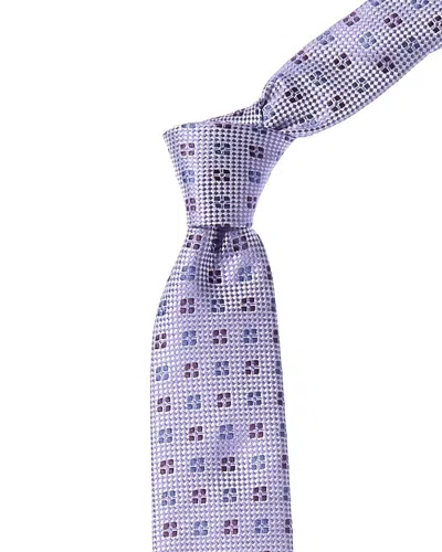HUGO BOSS HUGO BOSS OPEN PURPLE SQUARES SILK TIE