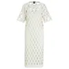 Hugo Boss Open-structured Dress With Inner Slip And Short Sleeves In White