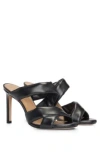 Hugo Boss Open-toe Mules In Nappa Leather With Padded Straps In Black