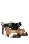 Hugo Boss Open-toe Mules In Nappa Leather With Padded Straps In Black